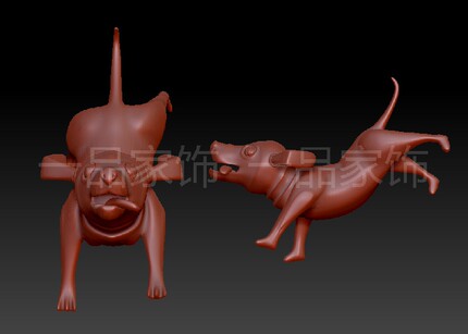 跑狗圆雕图核雕图stl模型三维图立体图精雕图3d打印非实物