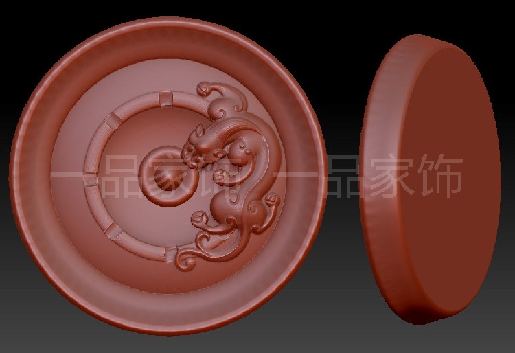 魑虎盘子圆雕图stl模型三维图立体图精雕图3d打印非实物
