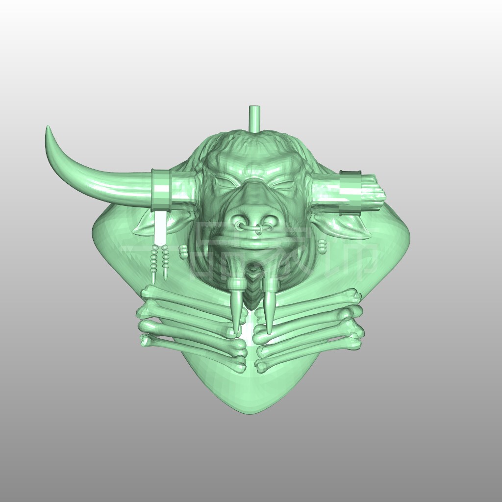 抽象牛头人核雕图圆雕图stl模型三维图立体图精雕图3d打印非实物