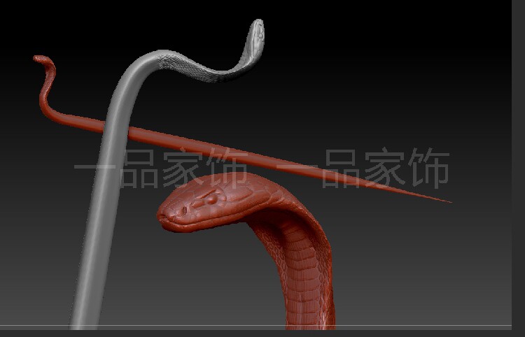蛇杖子 6圆雕图核雕图stl模型三维图立体图精雕图3d打印非实物