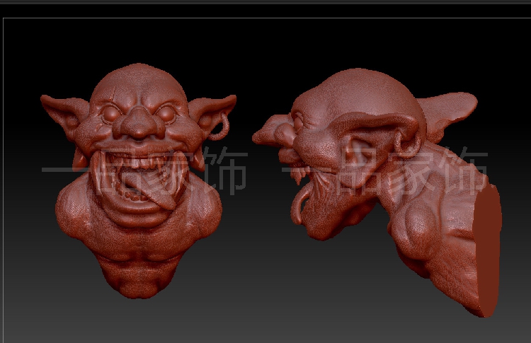 4小鬼壁挂圆雕图stl模型核雕图三维图立体图精雕图3d打印非实物