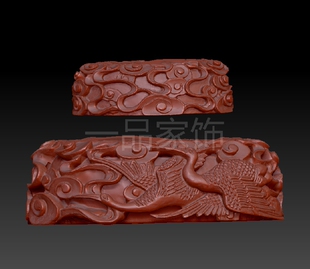 双鹤底座圆雕图核雕图stl模型三维图立体图精雕图3d打印非实物