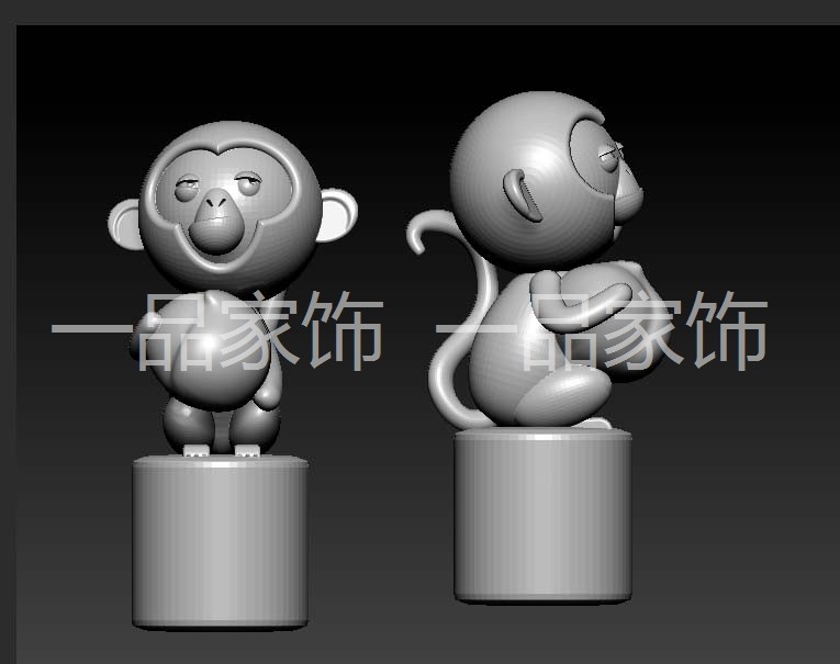 11桃子猴子三维图圆雕图核雕图立体图精雕图stl模型3d打印非实物