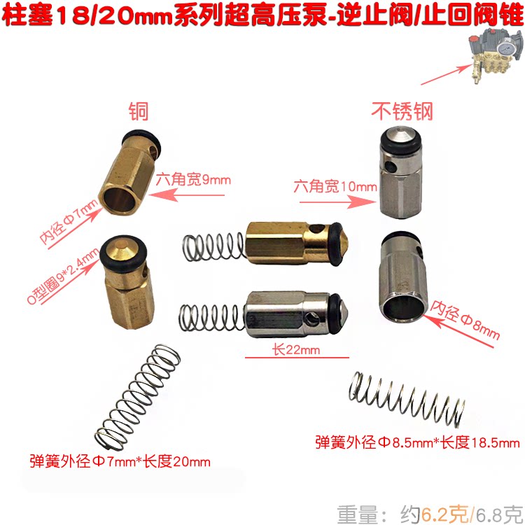 1814超高压泵头1812出水止回阀回水阀锥逆止阀刷洗车清洗机保压阀