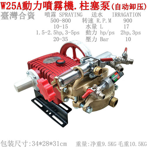 台湾海顺W25A型三缸柱塞泵自动卸压农用物理款高压打药动力喷雾器-封面
