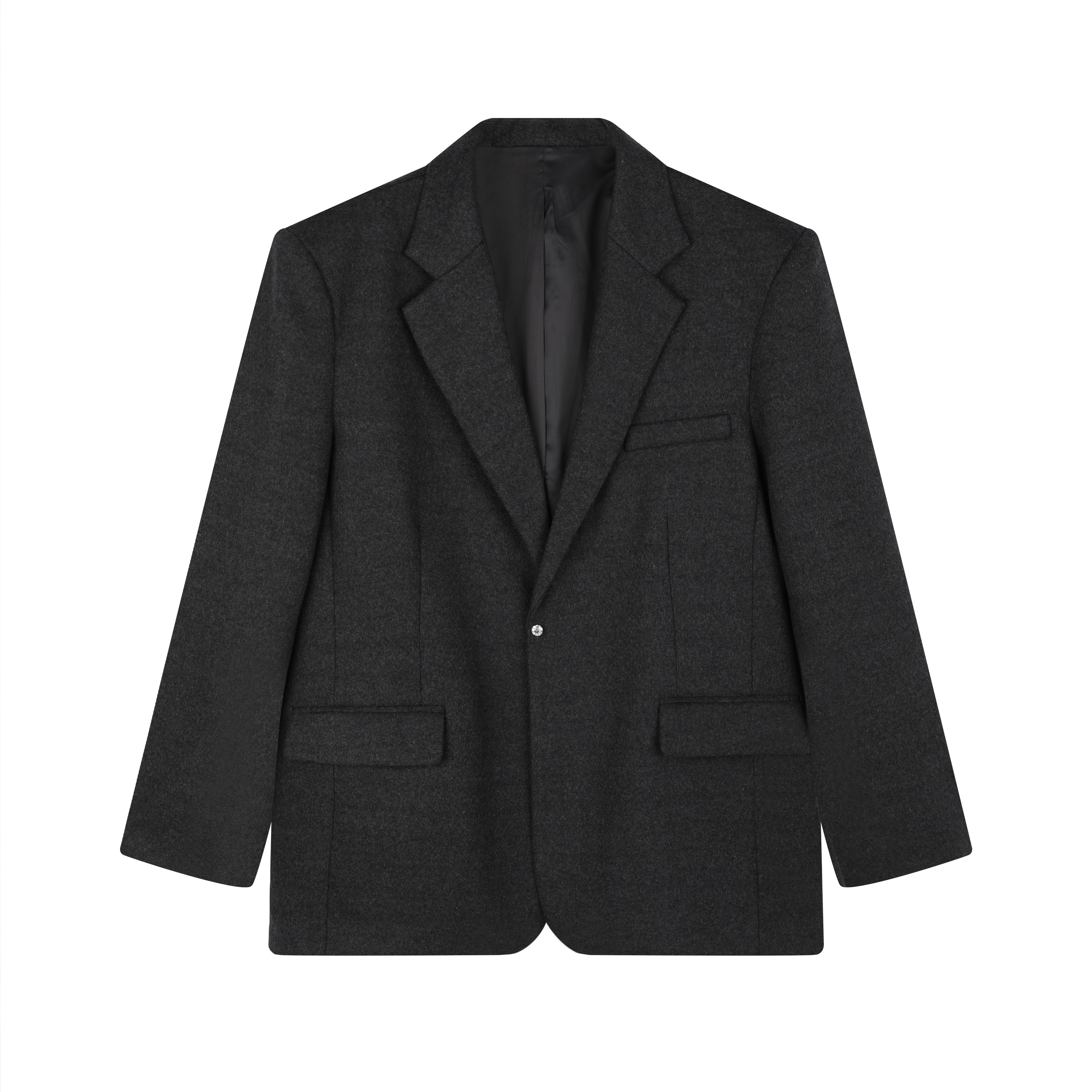 春季新品廓形黑色羊毛西装西服外套1