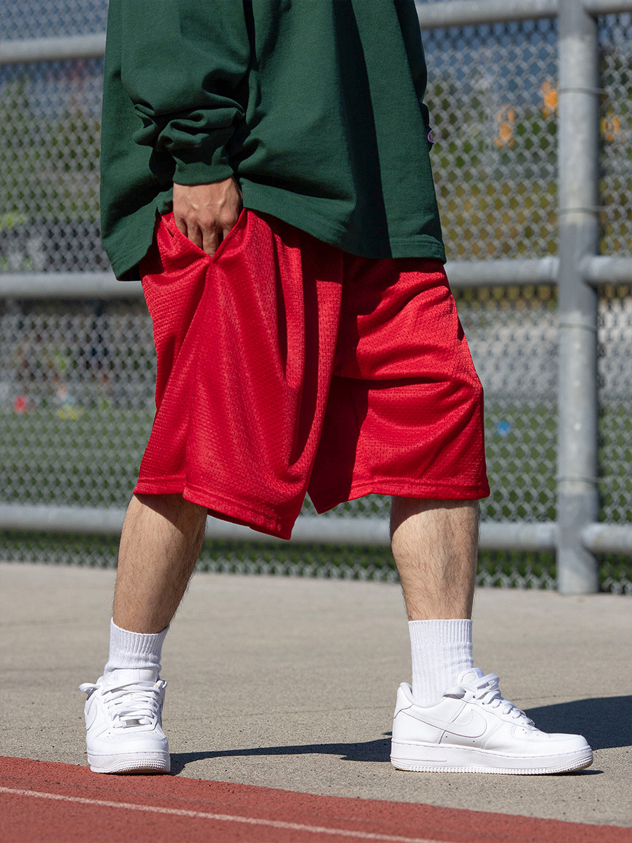 스트리트 페어 솔리드 컬러 농구 반바지 품질 수출 미국 더블 레이어 메쉬 루즈한 남성과 여성 여름 다용도 멀티 컬러