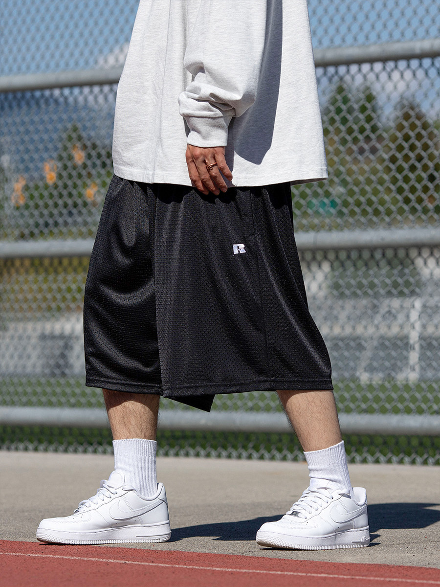 스트리트 페어 솔리드 컬러 농구 반바지 품질 수출 미국 더블 레이어 메쉬 루즈한 남성과 여성 여름 다용도 멀티 컬러