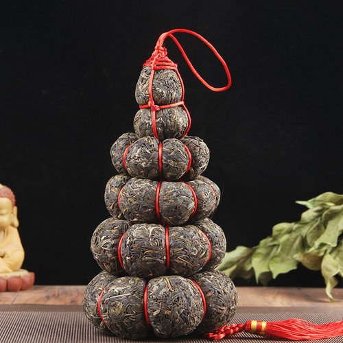 普洱茶勐海瓜生茶金瓜贡茶金塔1公斤5层工艺茶挂件摆件1000g