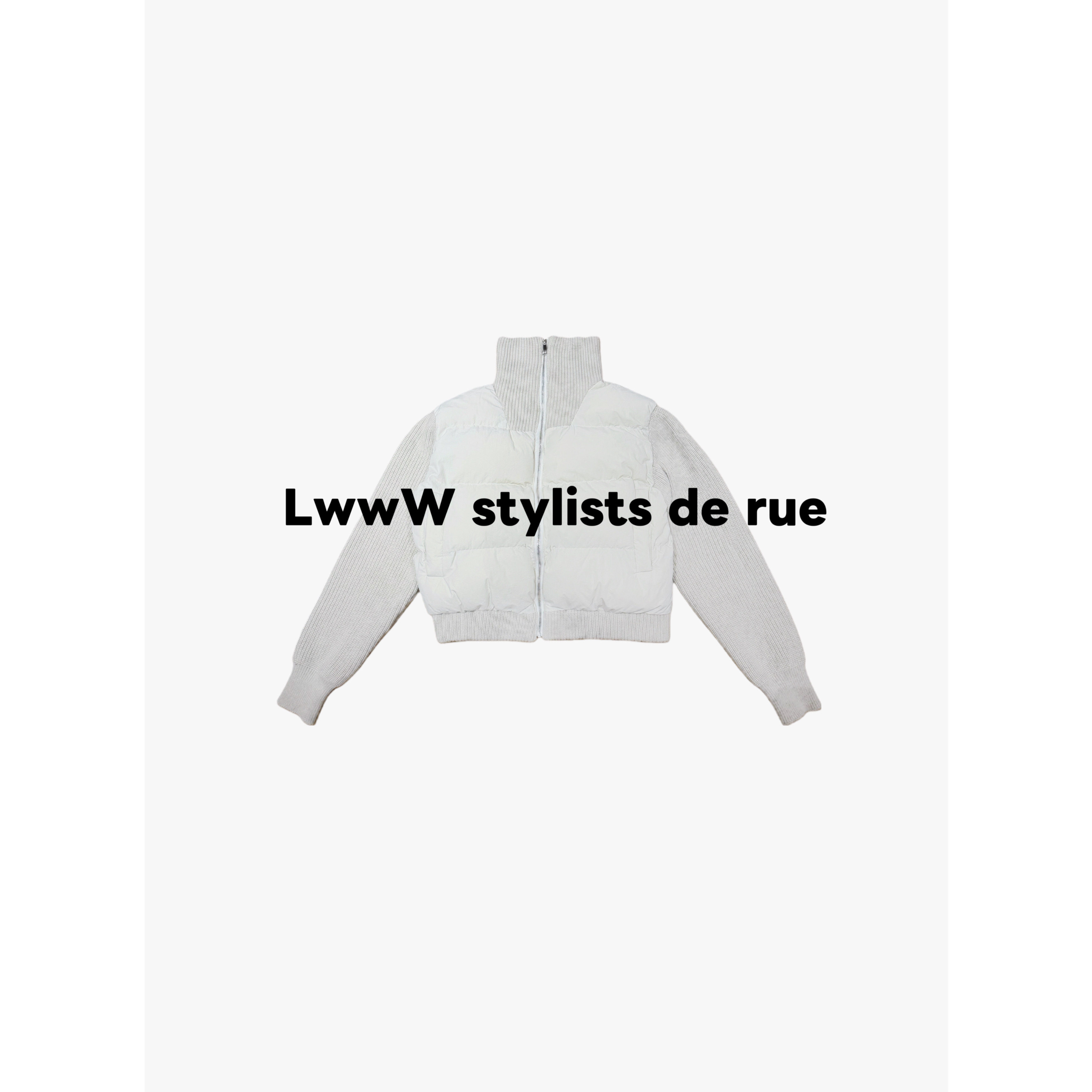 LWWW“拼接”针织拼梭织高领棉衣/棉服