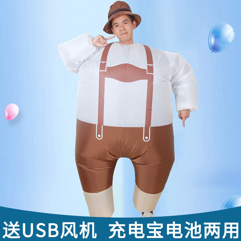 圣诞节搞笑亲子演出服装胖子相扑充气衣服卡通背带裤人偶道具成人