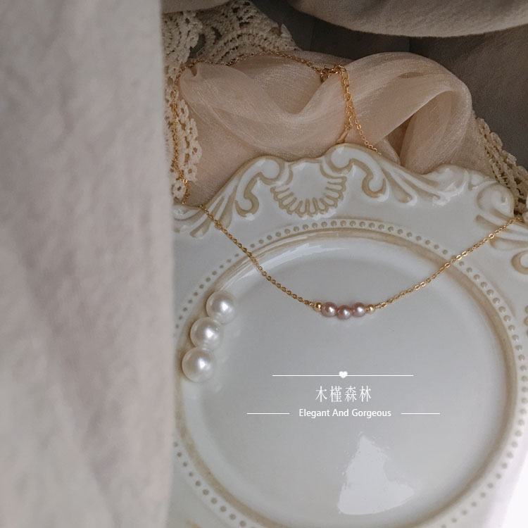 Hello Hibiscus Forest Rare natural Purple Pearl U.S.A 14k Cover with gold leaf Edison Clavicle chain Necklacein the Accessories/Fashion Jewelry, Necklace  category - from Buy2taobao.com to provide professional Taobao agent buy service