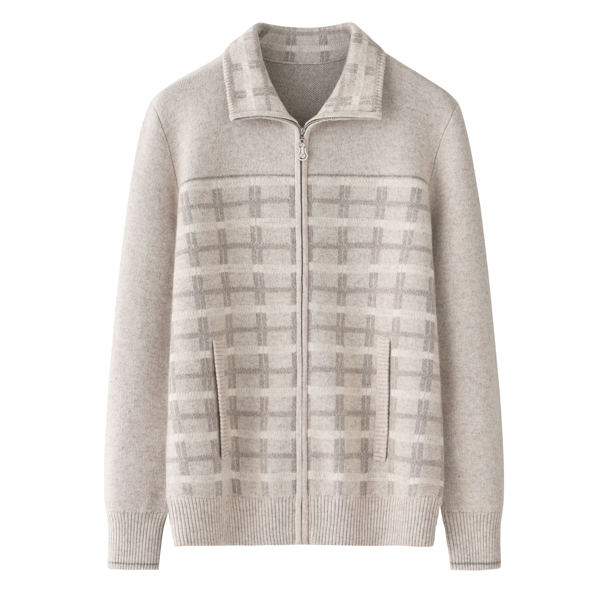 鄂市小翻领包扣女开衫加厚羊绒衫洋气针织长袖纯色毛衣外套