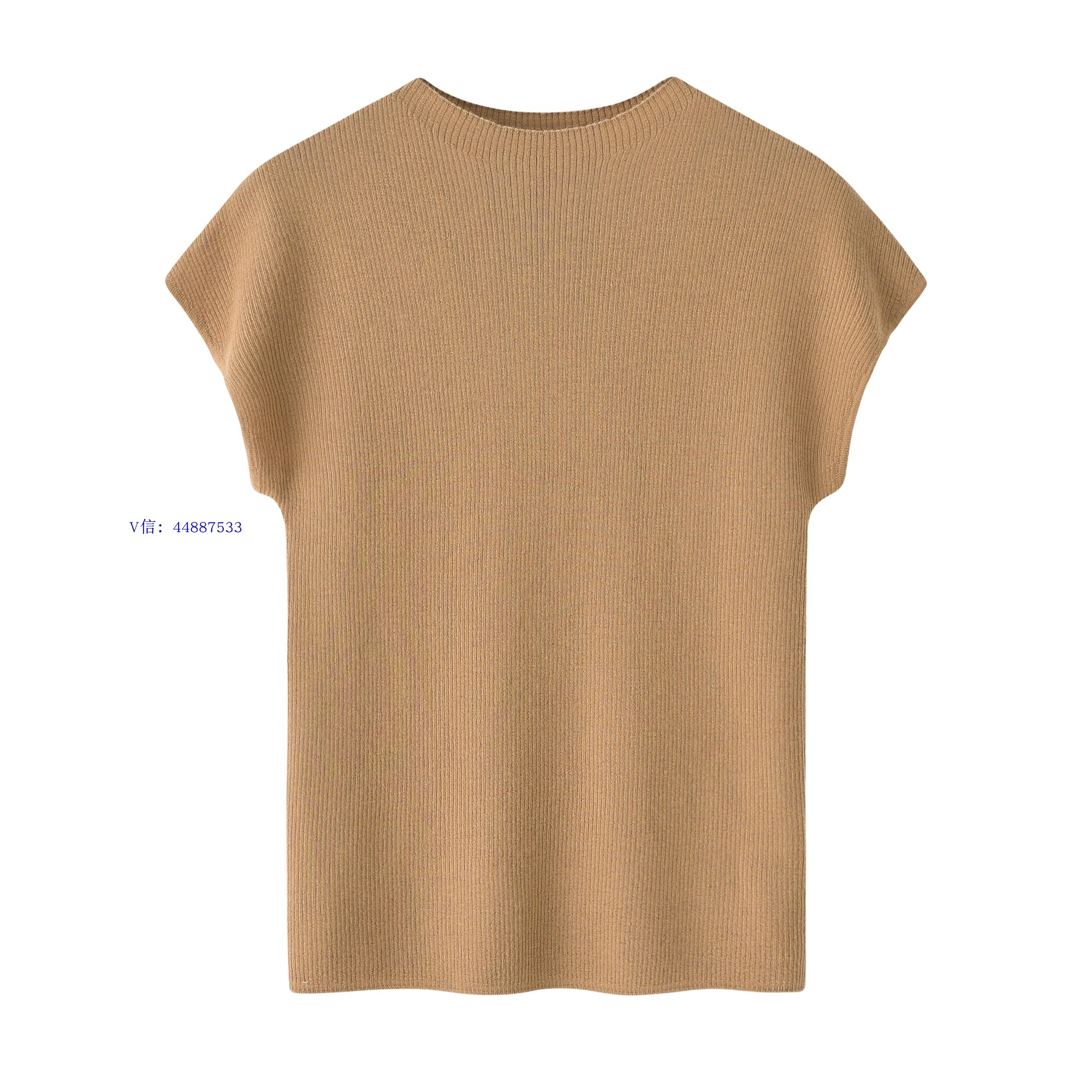 鄂尔多斯市68支精纺半高领修身短袖100%山羊绒春秋薄款简约气质款