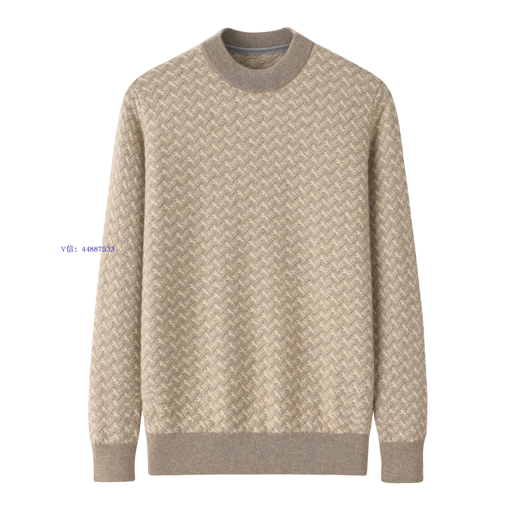 100%山羊绒衫男士圆领加厚虚线提花针织休闲打底毛衣时尚韩版潮
