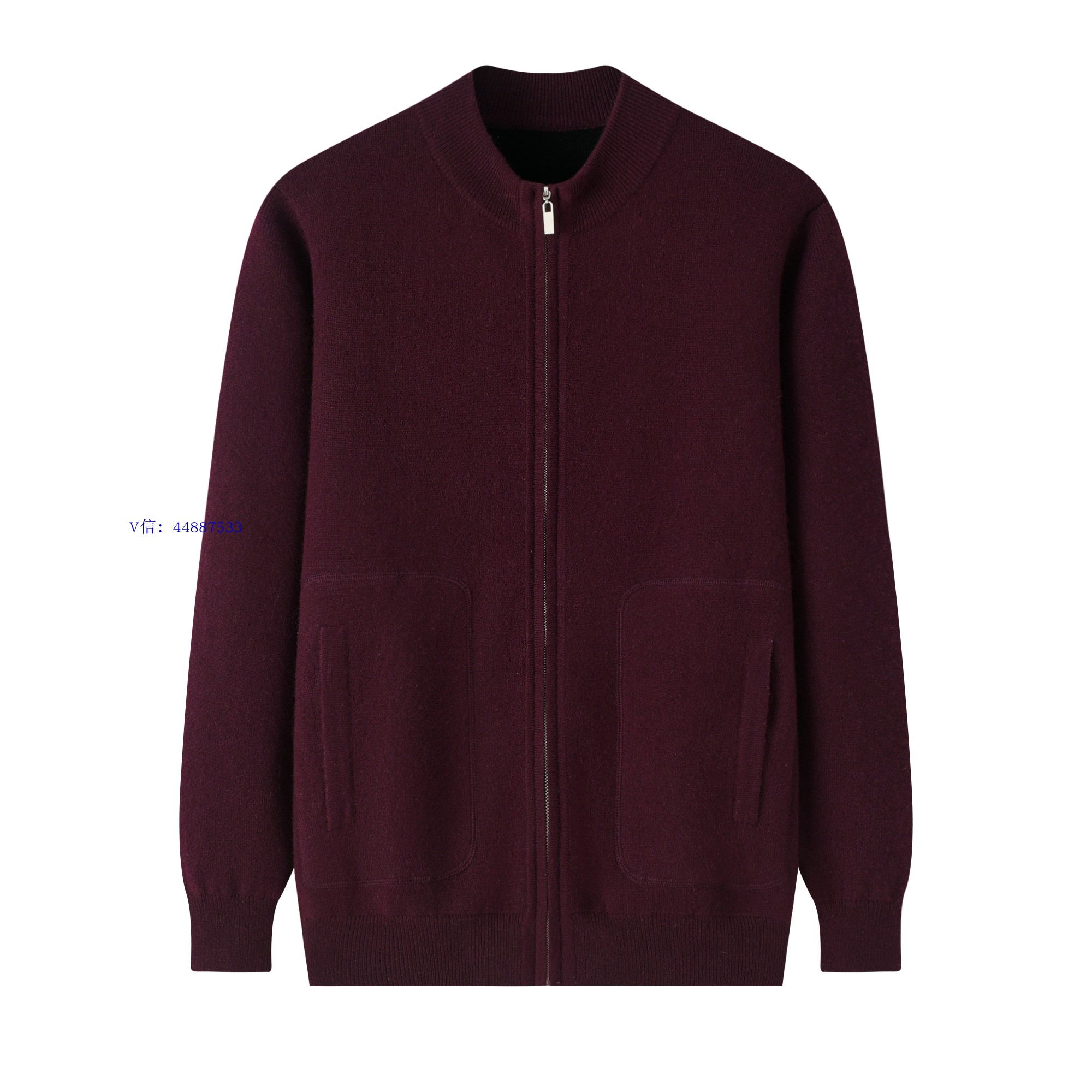 鄂尔多斯市产纯色羊绒衫男开衫拉链半高领加厚保暖毛衣外套毛衫