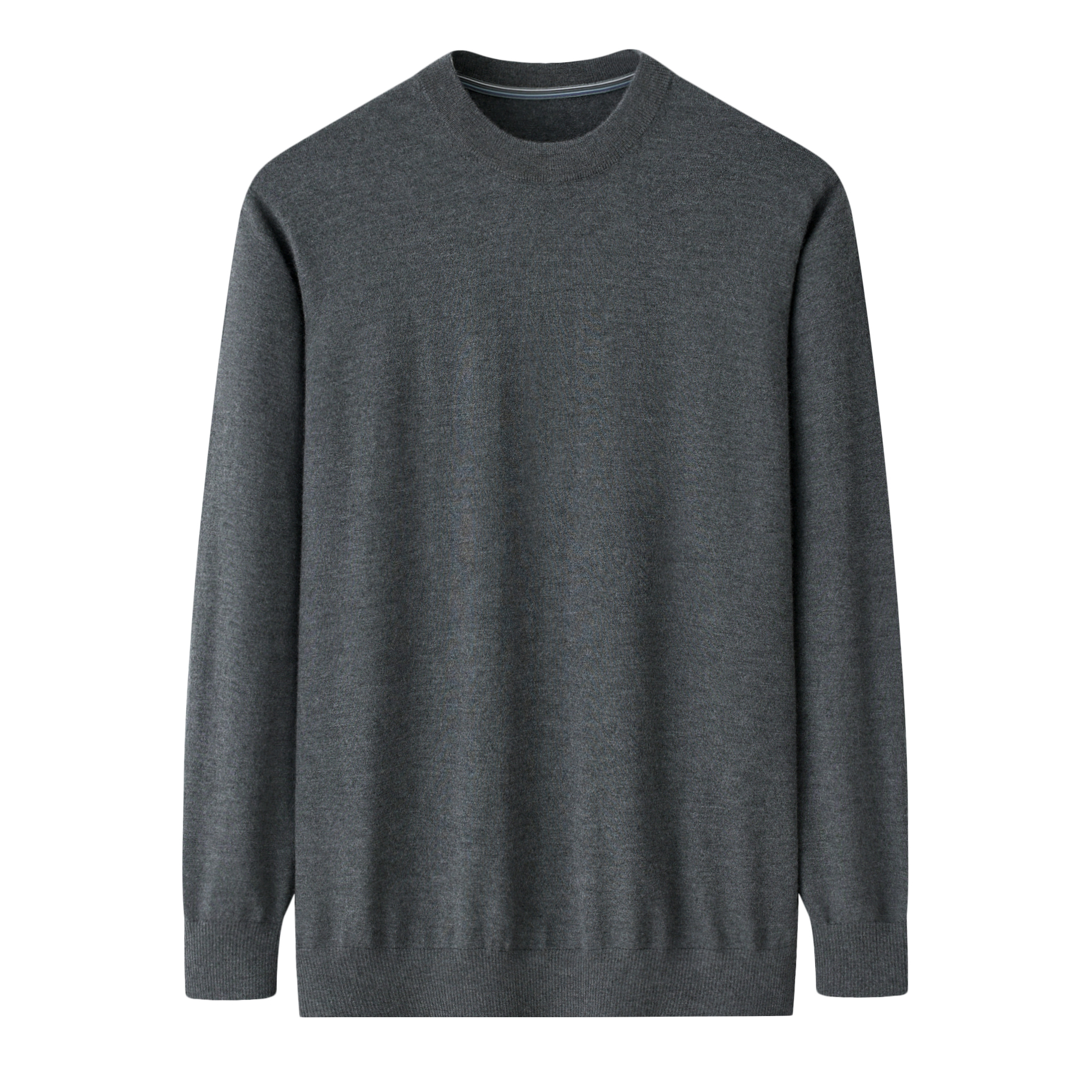 鄂尔多斯市100%精纺纯山羊绒衫男圆领套头套衫纯色针织工厂直发