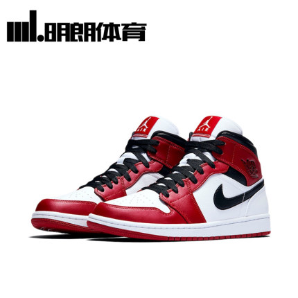 Air Jordan 1 Mid AJ1 小芝加哥 黑白红 中帮 554724-173