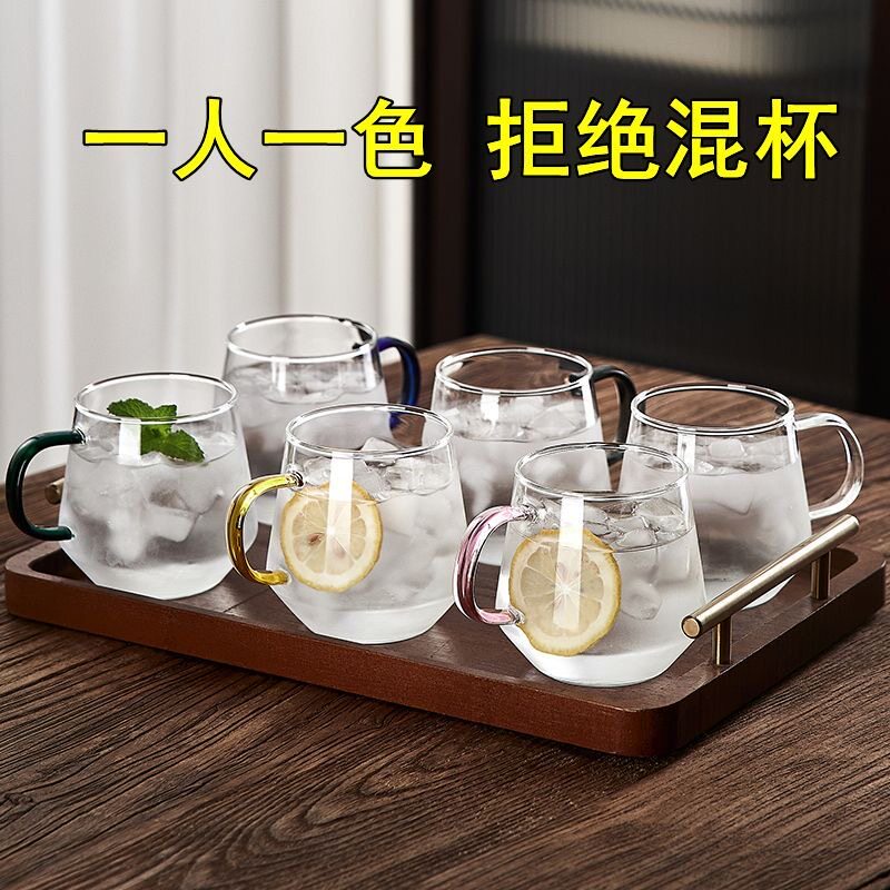 简约耐热高硼硅玻璃杯带把手泡茶杯可微波炉牛奶杯家用客厅水杯子