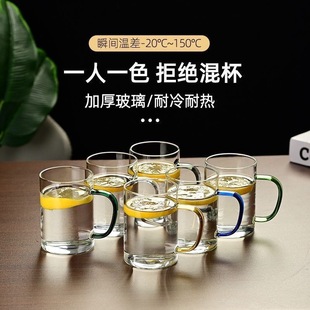 简约高硼硅带把手耐热玻璃杯可微波炉家用客厅水杯子耐高温绿茶杯