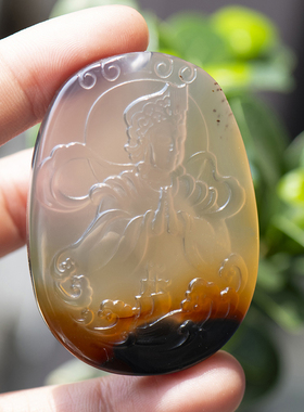 天然红玛瑙精雕妈祖项链