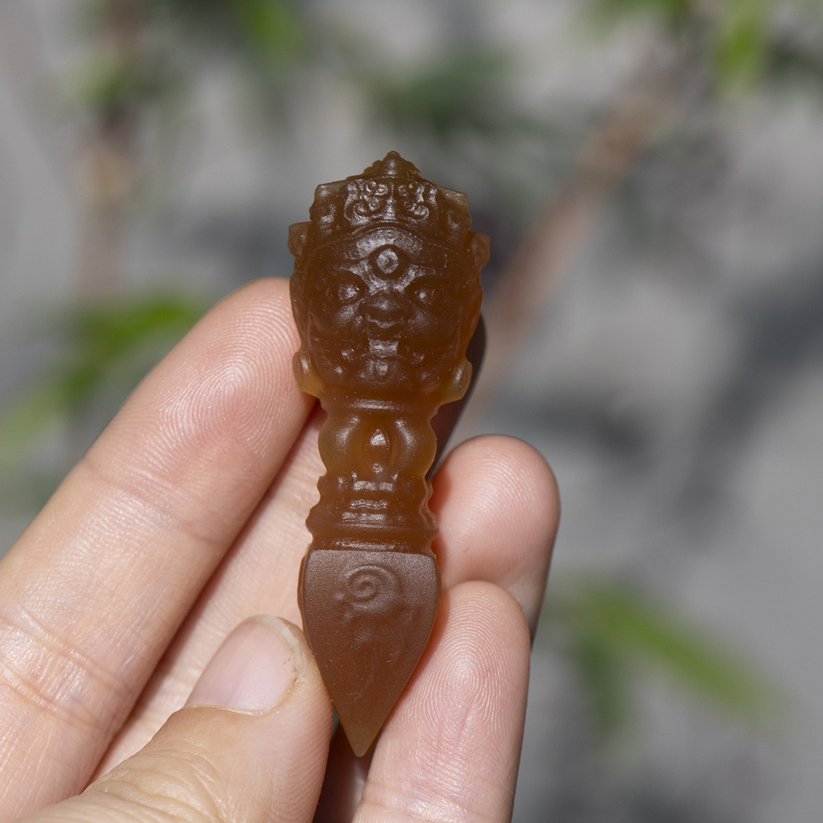 天然红玛瑙金刚杵精雕本命年吊坠