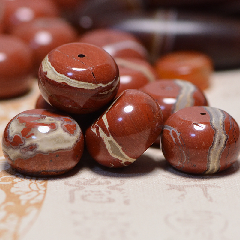 天然战国红玛瑙鼓珠算盘珠DYI配件民族风散珠半宝石云背佛珠水晶