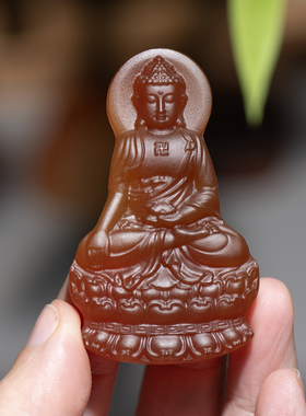 天然红玛瑙阿弥陀佛吊坠