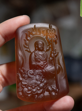 天然玛瑙地藏王菩萨佛公吊坠护符
