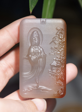 天然红玛瑙净瓶观音吊坠吉祥