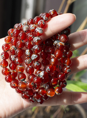 天然阜新红油水草玛瑙110颗7-8MM多圈手链佛珠手串男女情侣配饰