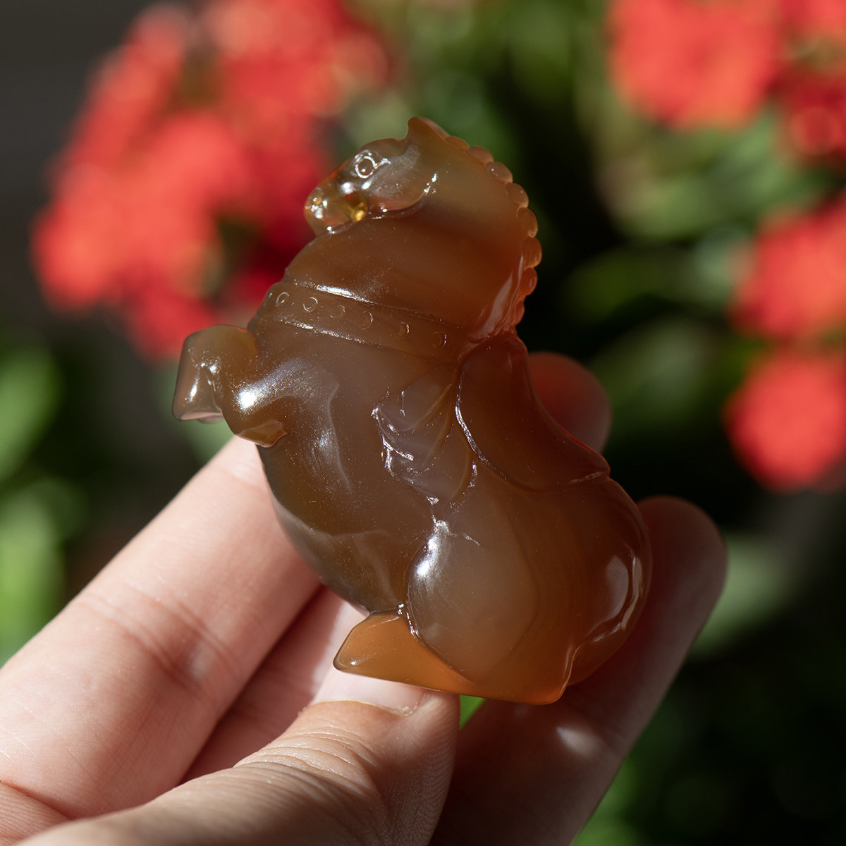 天然红玛瑙生肖马本命年把玩件