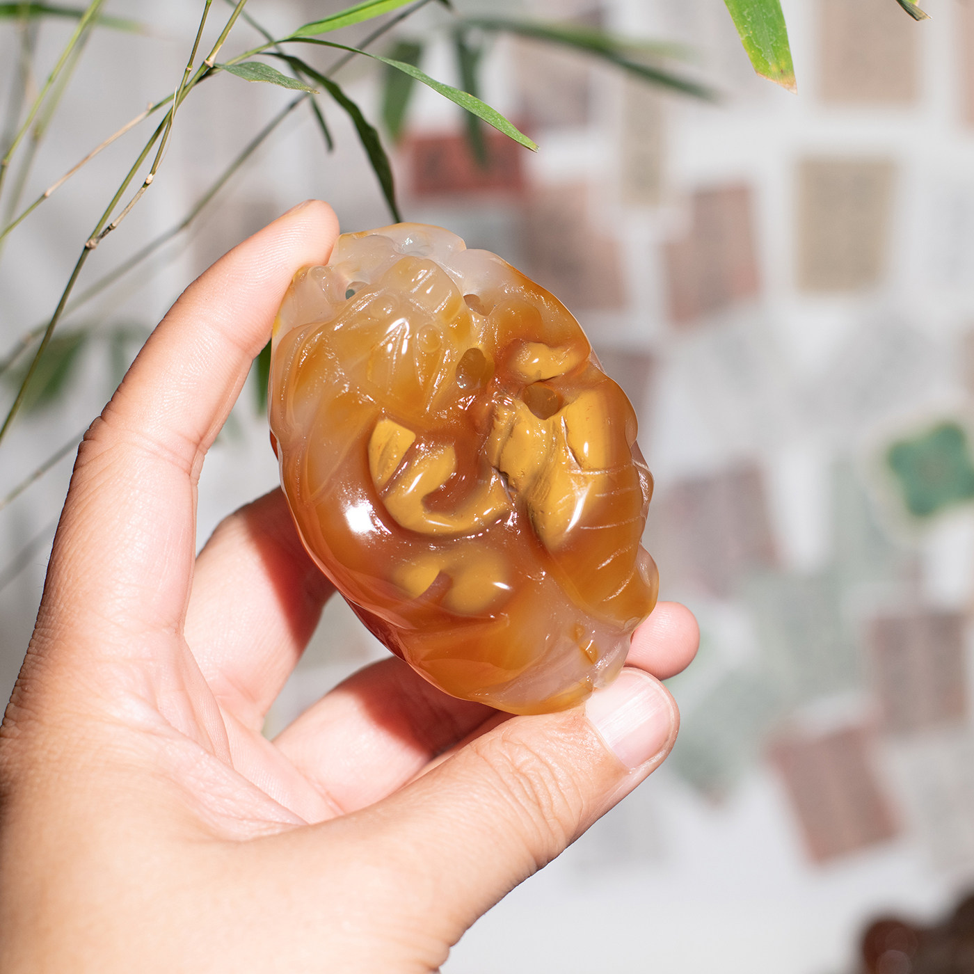 天然玛瑙手把件貔貅把玩件镂空小摆件手玩件招财雕刻装饰品把玩物