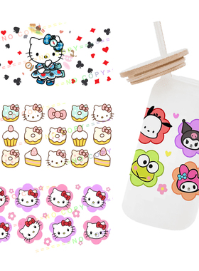 三丽鸥 KITTY   UV转印贴水晶贴AB膜dtf玻璃杯贴纸跨境印刷厂家