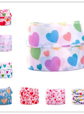 2020年新款38MM10码彩色印刷织带  情人节  螺纹织带手工diy辅料