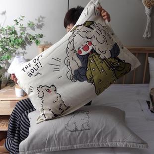 纯棉纱布加厚枕套一对装全棉成人48*74cm家用枕头套枕芯套内胆套