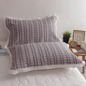 佳威枕巾花边工艺纯棉纱布