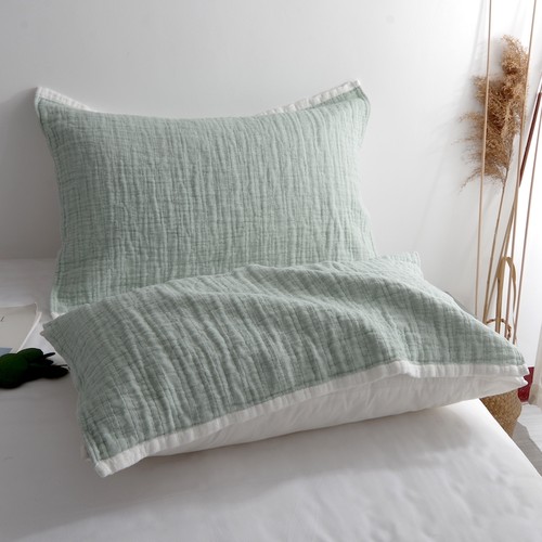 日系纯棉全棉简约素色纱布枕巾