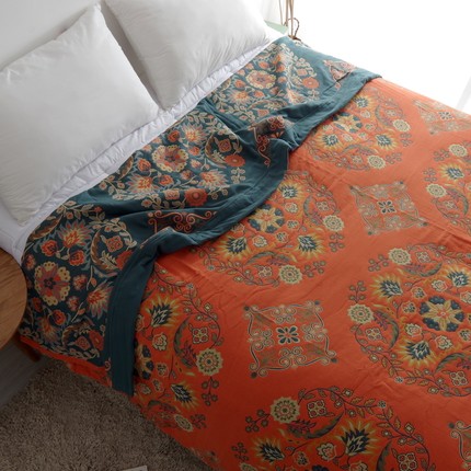 纯棉毛巾被全棉纱布床盖毯欧式双人床单加大铺盖毯子沙发巾空调毯