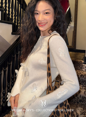 洋气新店REDMEMORY蝶舞翩翩 自带柔焦 重工3D立体蝴蝶毛衣开衫