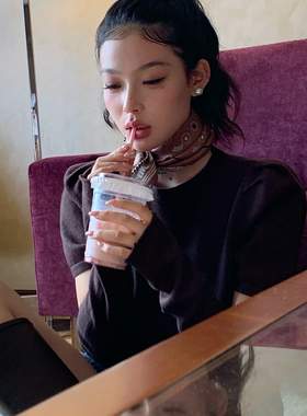 洋气新店REDMEMORY好温柔好韩好乖  与众不同 复古袖套软糯针织T