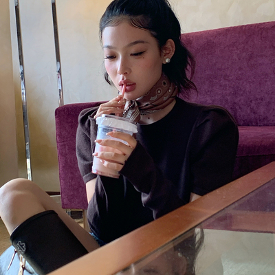 洋气新店REDMEMORY好温柔好韩好乖  与众不同 复古袖套软糯针织T