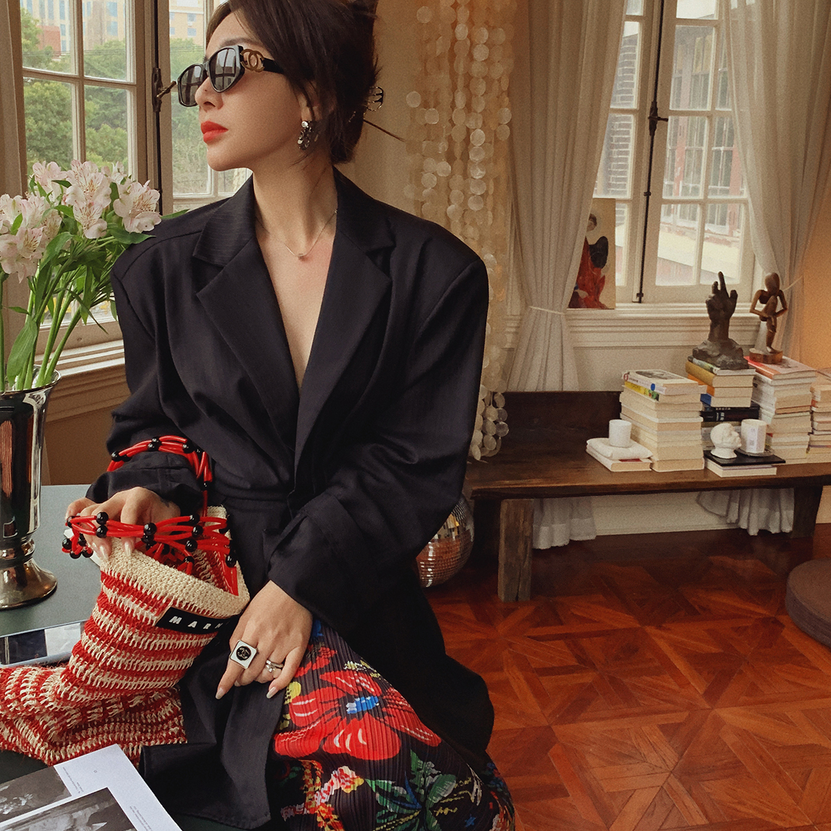 洋气新店垂坠收腰高级条纹西装