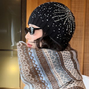 洋气新店REDMEMORY CHAO有范~显脸小神器 不撞款 重工镶钻针织帽