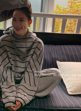 洋气新店REDMEMORY韩系白月光 慵懒feel~糯叽叽拉绒条纹套装