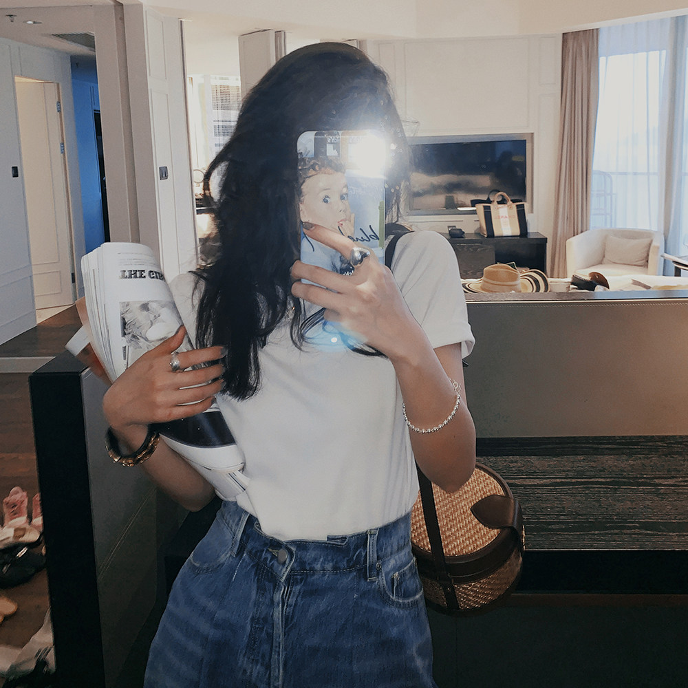 洋气韩国100%磨毛tee长袖短袖