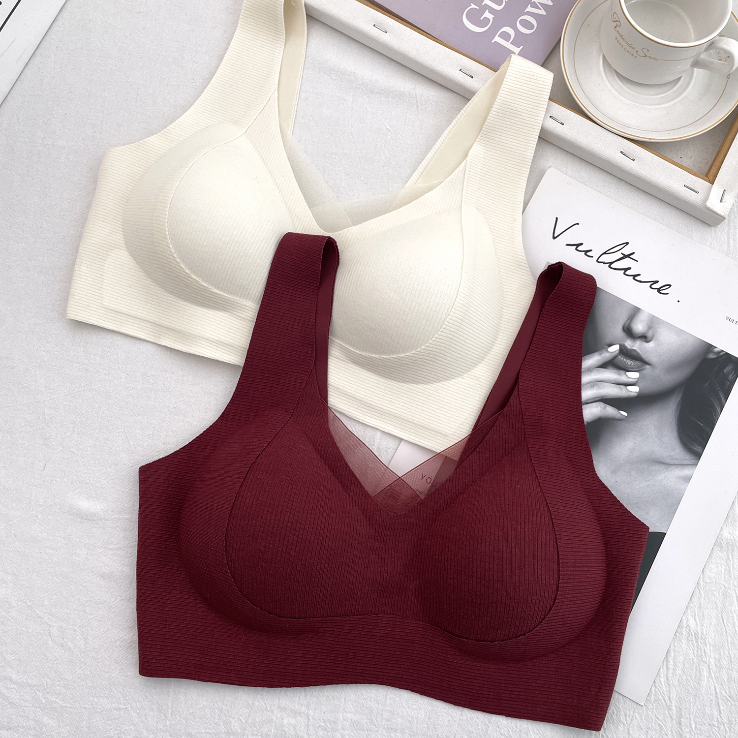 古妃1121宽肩带提拉聚拢上托无钢圈舒适文胸磨毛暖肌舒适亲肤内衣