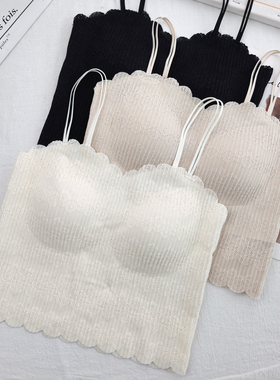 古妃3376美背内衣女内搭外穿吊带薄款舒适打底裹胸白色网红背心女