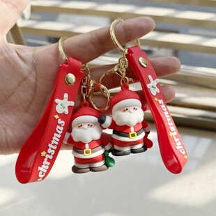 可爱圣诞老人钥匙扣卡通雪人钥匙链汽车挂件书包挂饰品小礼品玩偶