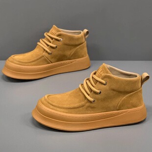 马丁靴男款中帮冬季加绒2025新款高帮翻毛皮鞋男士工装短靴子真皮